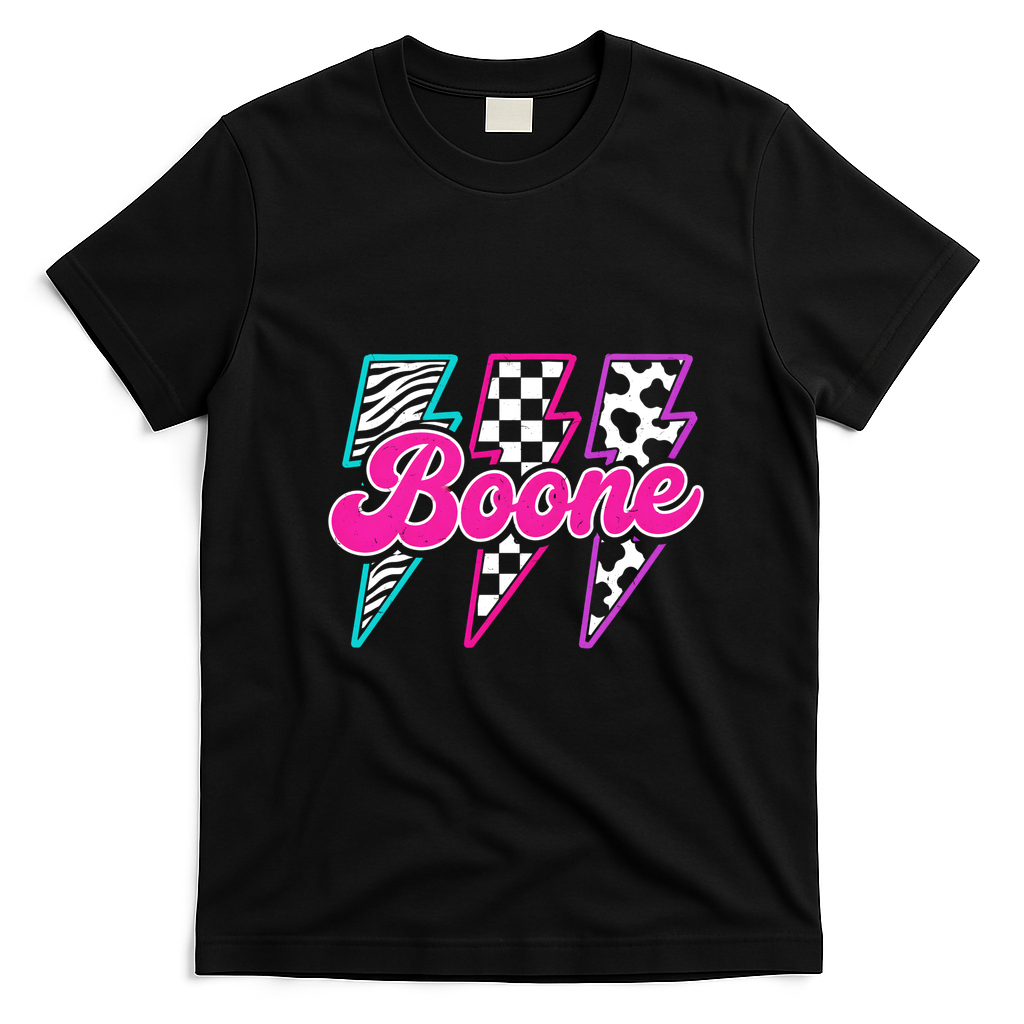 Retro Boone 80s Vibes Summer T-Shirt - Black