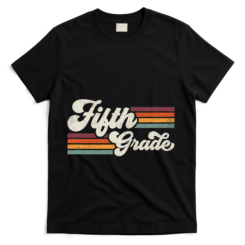 Retro Fifth Grade Teacher Back To School T-Shirt - Black