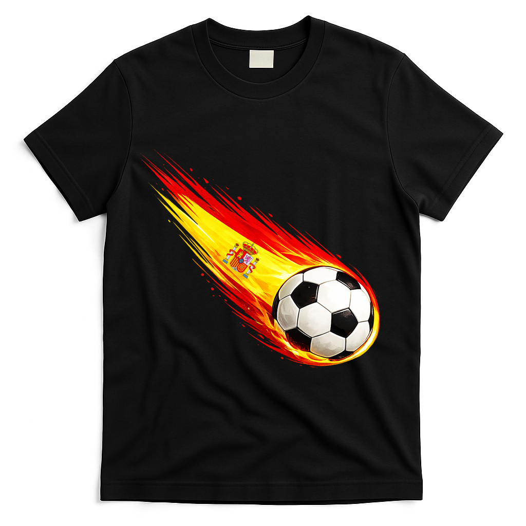 Spain Flag Pride Heritage Soccer Fan T-Shirt - Black