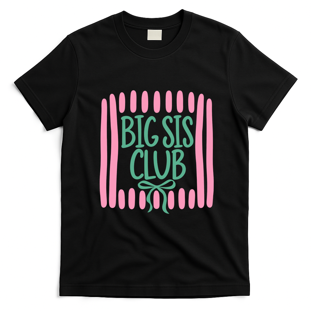 Striped Matching Sibling Promoted To Big Sister Club T-Shirt - Black