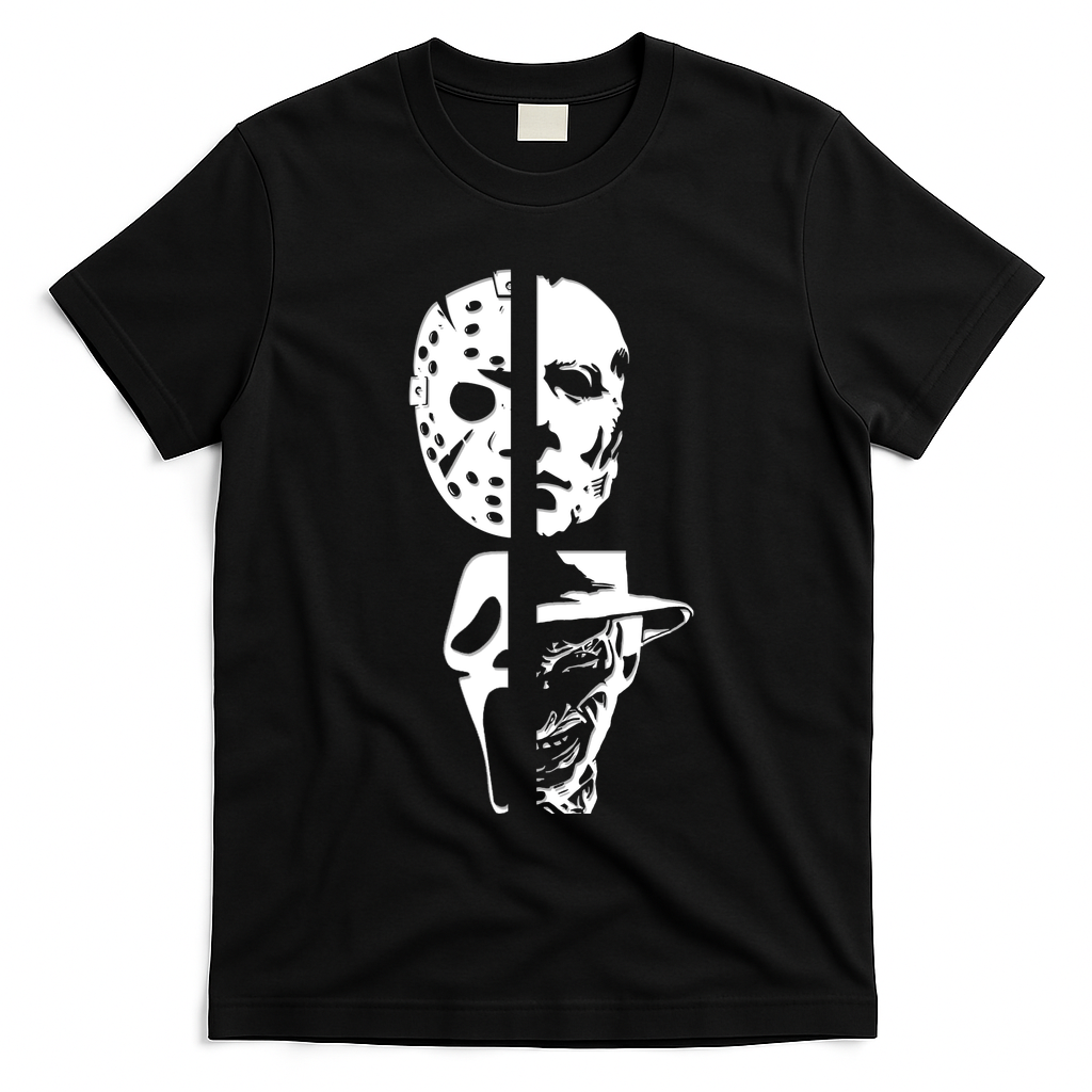 Supervillain Scary Faces Halloween T-Shirt - Black