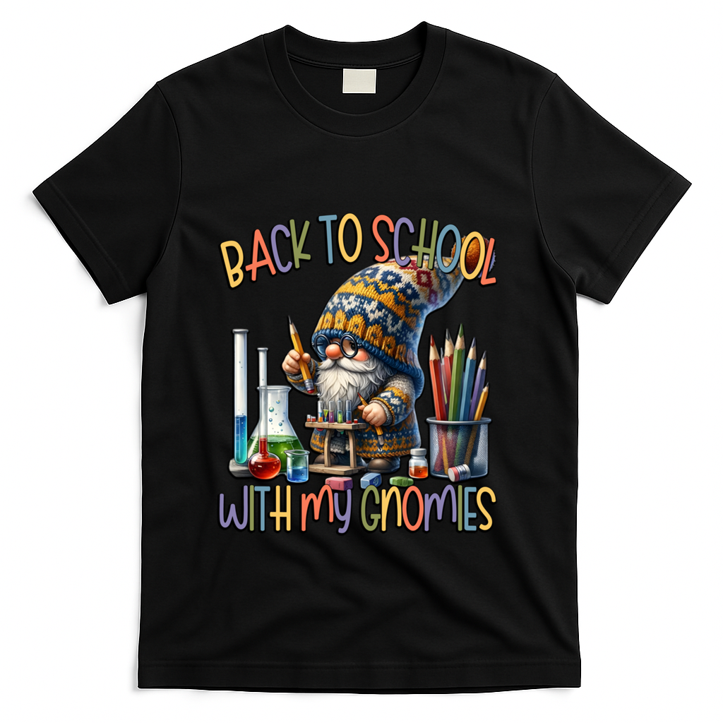 Science Teacher Chemistry Gnome Graphic Funny Back To School Gift T-Shirt - Black