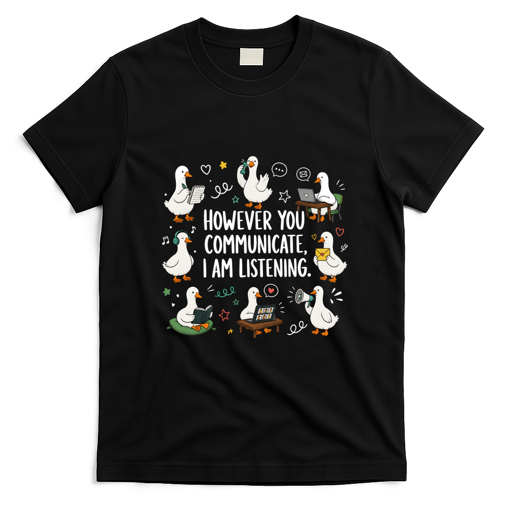 Sped Teacher Goose Inclusion AAC Communications SLP Therapist Special Education Educator BCBA T-Shirt - Black
