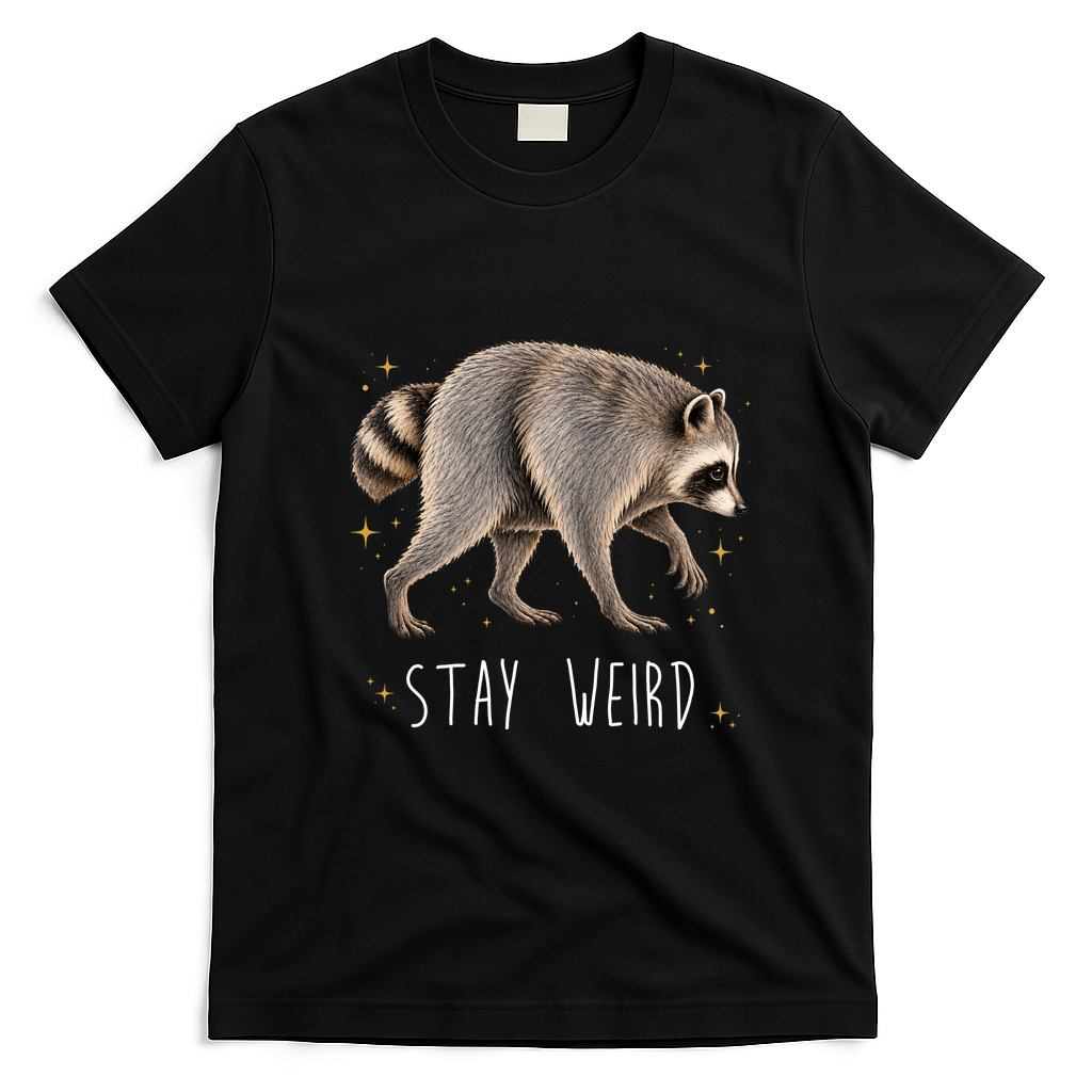 Stay Weird Jimothy The Raccoon Viral Funny T-Shirt - Black