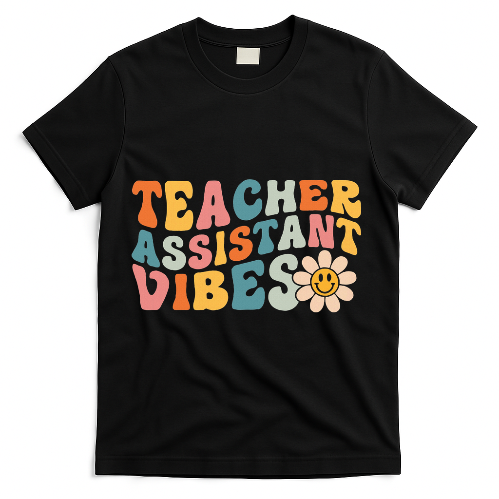 Teacher Assistant Vibes School Teacher Assistant T-Shirt - Black