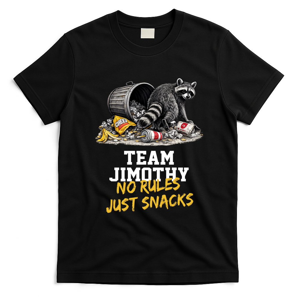 Team Jimothy Raccoon No Rules Just Snacks T-Shirt - Black