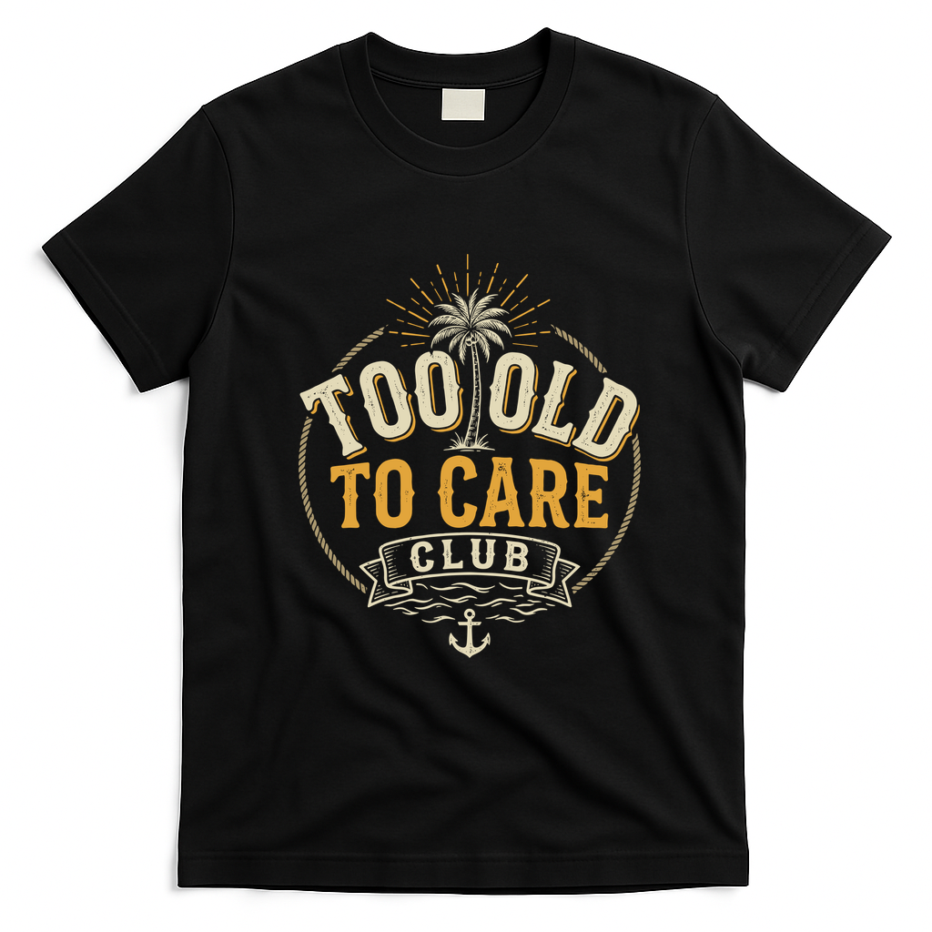 Too Old To Care Club My Give A Damn Is Broken Front And Back T-Shirt - Black