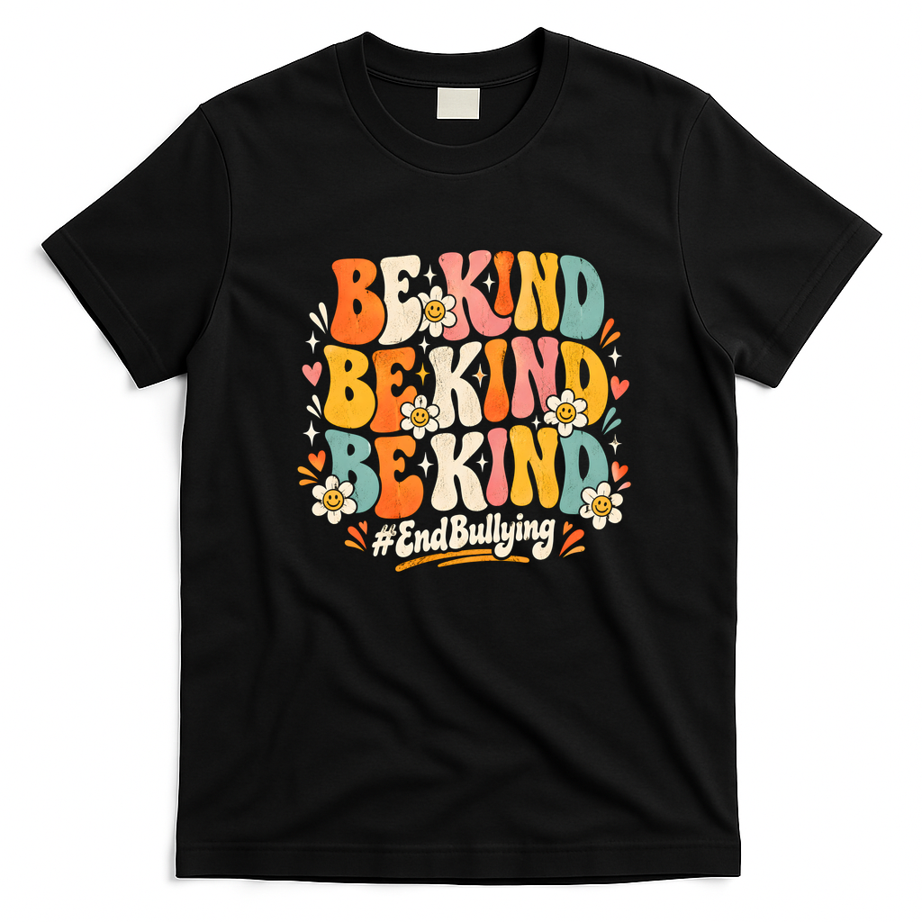 Unity Day Orange Anti Bullying Be Kind Kindness Groovy T-Shirt - Black