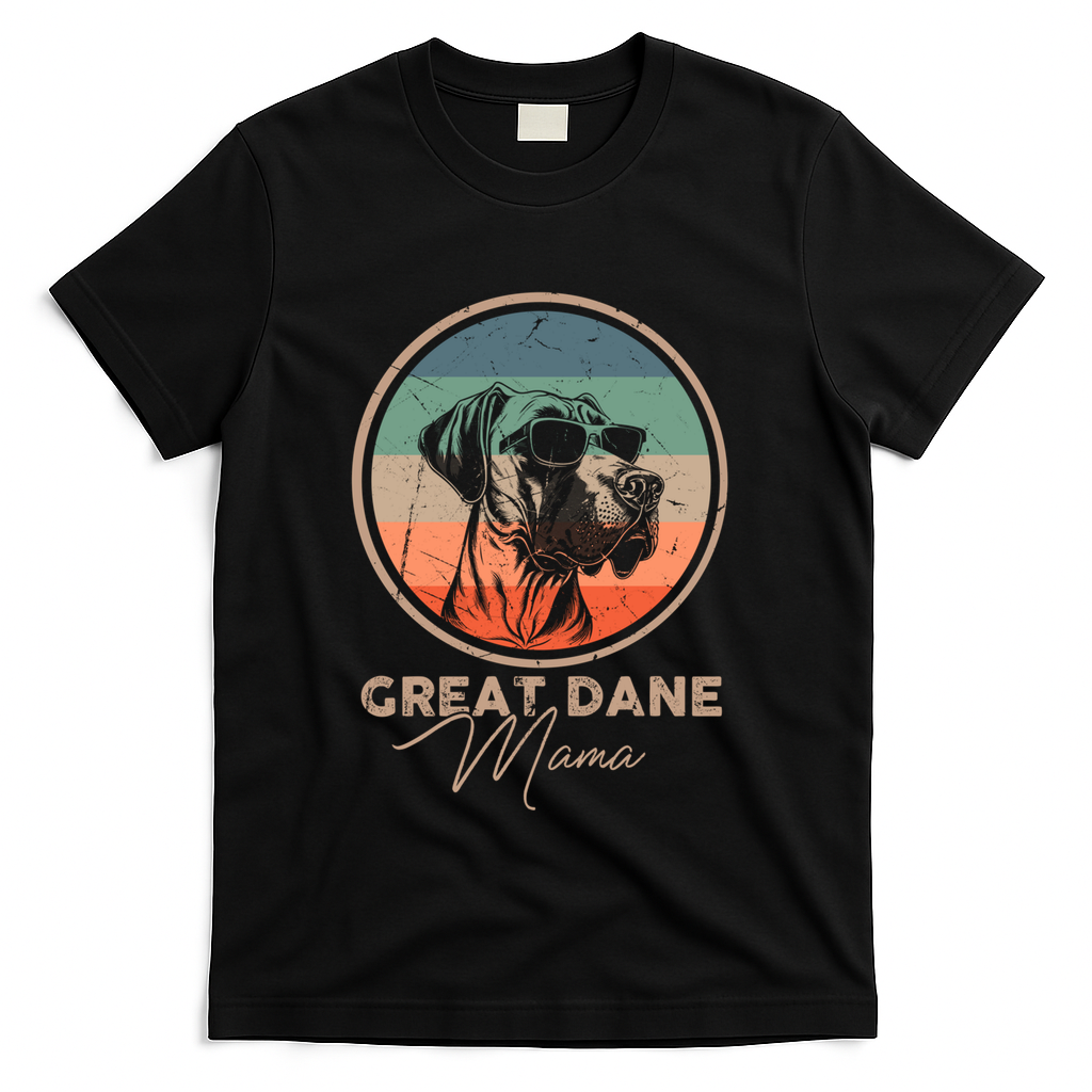Vintage Great Dane Puppy Mom Dog Mama Lover Paw Gift T-Shirt - Black
