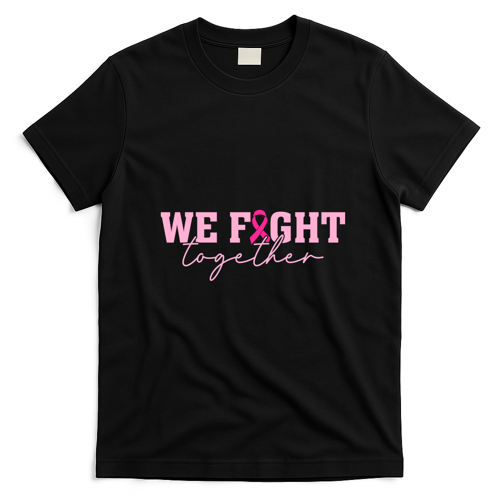 We Fight Togther Support Breast Cancer Awareness T-Shirt - Black