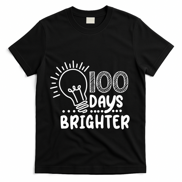 100 Days Brighter Funny Back To School T-Shirt - Black