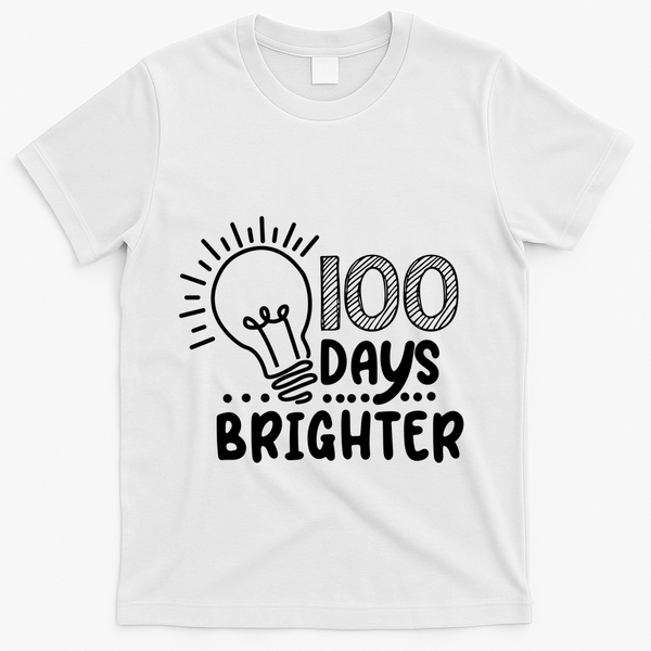 100 Days Brighter Funny Back To School T-Shirt - White