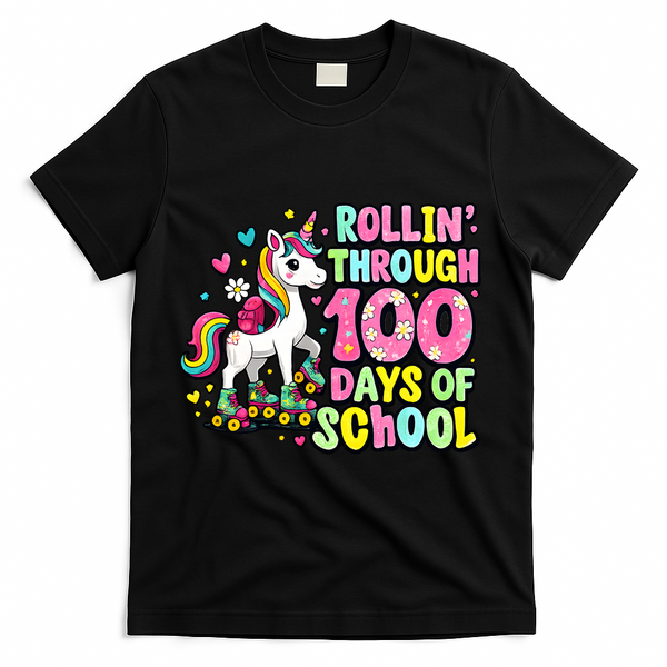 100 Days Of School Unicorn 100th Day Smarter Teacher Students T-Shirt - Black
