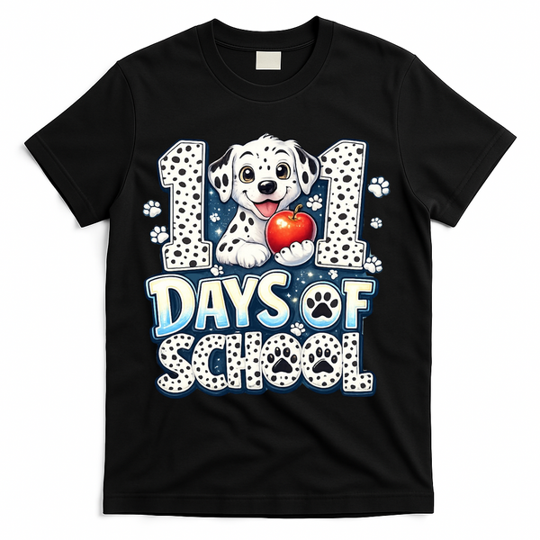 101 Days Of School Dog 100th Day Teacher Students T-Shirt - Black