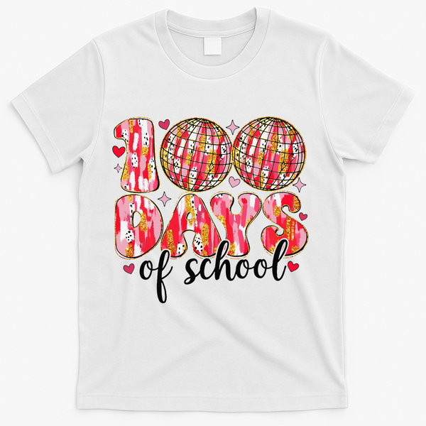 100 Days Of School Retro Disco Ball 100th Day Of School T-Shirt - White