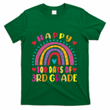 100 Day Of Third 3rd Grade Rainbow 100th Teacher T-Shirt - Green