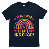 100 Day Of Third 3rd Grade Rainbow 100th Teacher T-Shirt - Navy