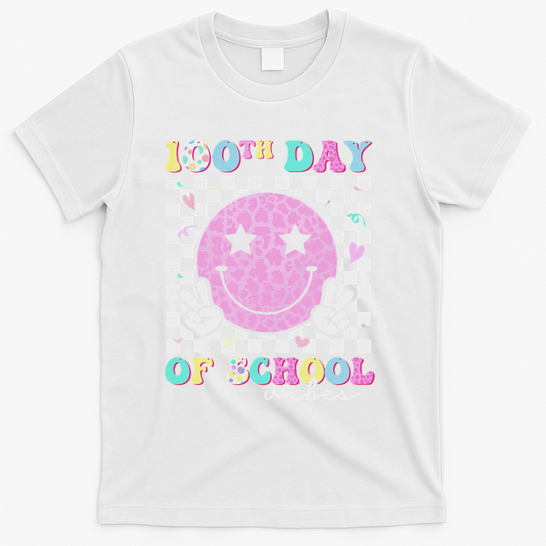 100th Day Of School Vibes Cute Groovy 100 Days Of School T-Shirt - White