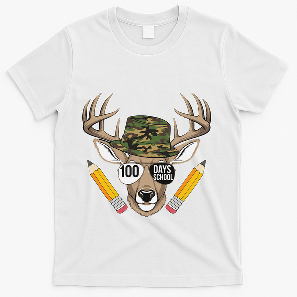 100 Days Of School Deer Hunting Camo For Student T-Shirt - White