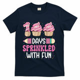 100 Days Sprinkled With Fun Cupcake 100th Day Of School T-Shirt - Navy