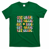 1st Grade Retro Floral Gift Teacher Students Back To School T-Shirt - Irish Green