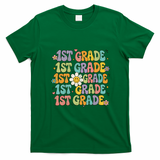 1st Grade Smiley Flower Back To School Teacher Student Gift T-Shirt - Irish Green