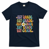 1st Grade Smiley Flower Back To School Teacher Student Gift T-Shirt - Navy Blue