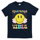 1st Grade Vibes Smile Face Back To School First Grade T-Shirt - Navy