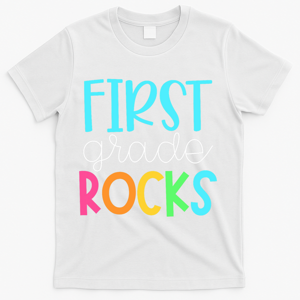 1st Teacher Team - First Grade Rocks T-Shirt - White
