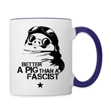 Porco Rosso Che Guevara Ceramic Coffee Mug Tea Mug,Gift for Women, Girls, Wife, Mom, Grandma,11 oz - white/cobalt blue