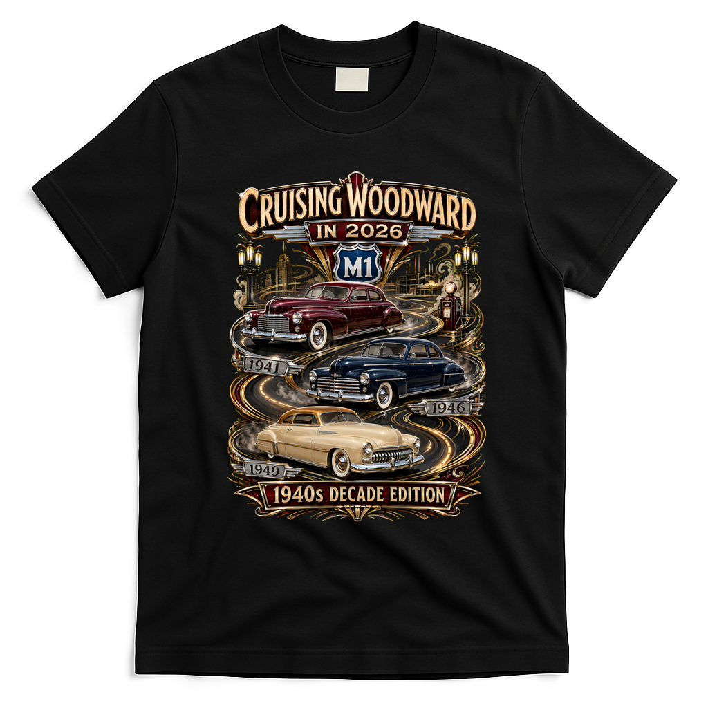 2026 Cruising Woodward M1-1940s Decade Edition T-Shirt - Black