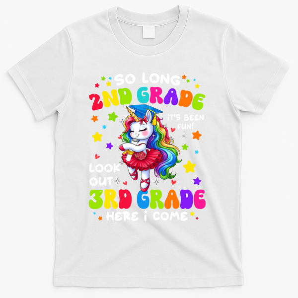 2nd Grade Graduation Girl 3rd Grade Here I Come Unicorn Grad  T-Shirt - White