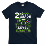 2nd Grade Level Unlocked Gamer Back To School T-Shirt - Navy Blue