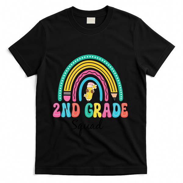 2nd Grade Squad Second Teacher Student Team Back To School T-Shirt - Black