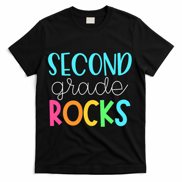 2nd Teacher Team - Second Grade Rocks T-Shirt - Black