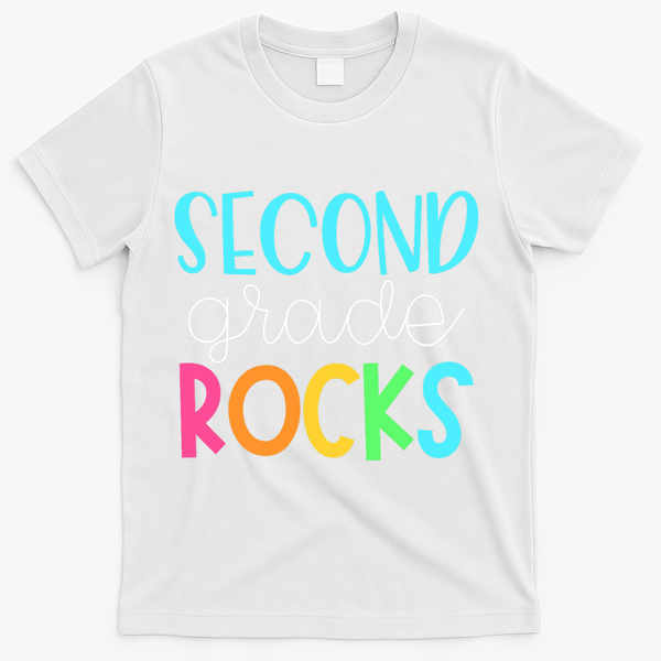 2nd Teacher Team - Second Grade Rocks T-Shirt - White
