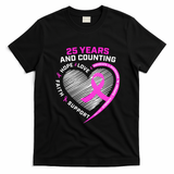 25 Years And Counting Hope Love Breast Cancer T-Shirt - Black