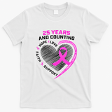 25 Years And Counting Hope Love Breast Cancer T-Shirt - White