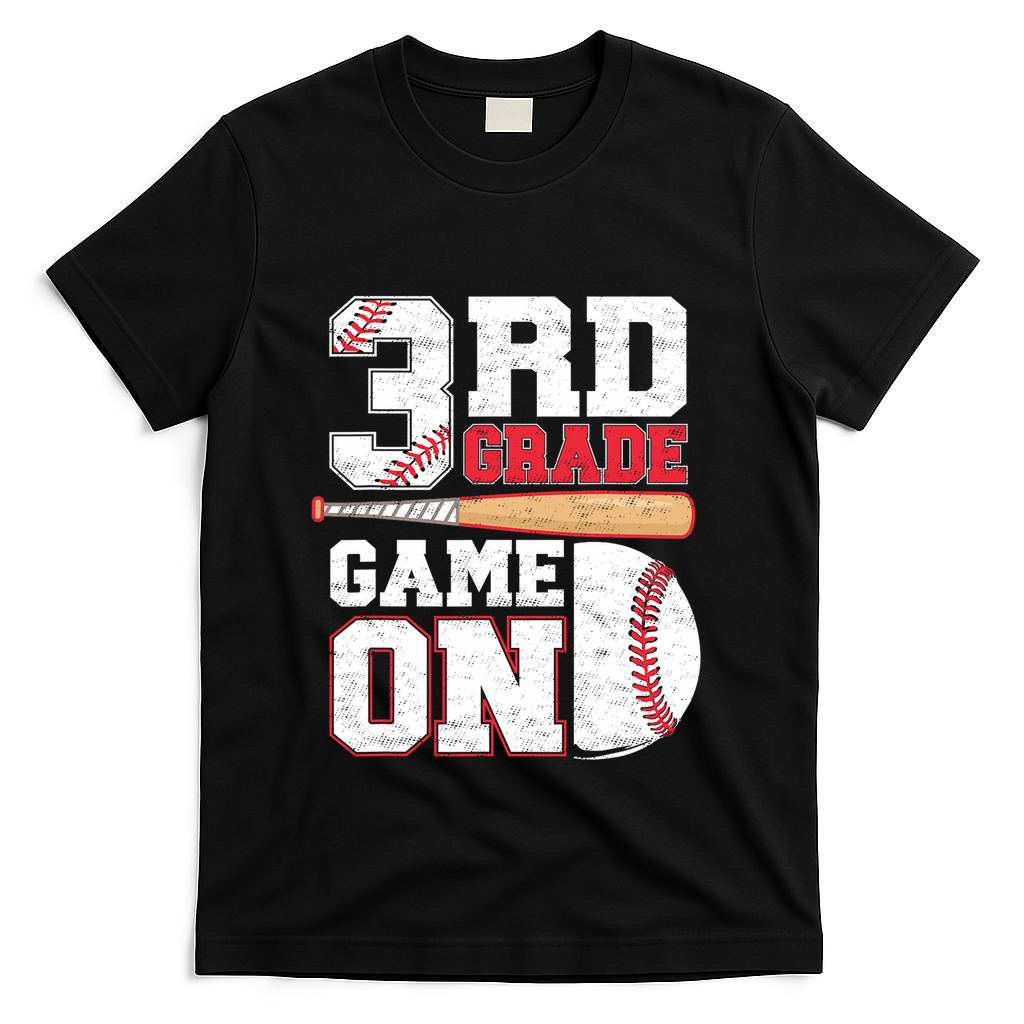 3rd Grade Game On Back To School Baseball Boy Third Grade T-Shirt - Black