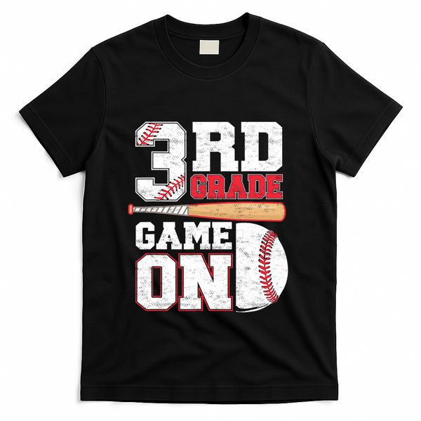 3rd Grade Game On Back To School Baseball Boy Third Grade T-Shirt - Black
