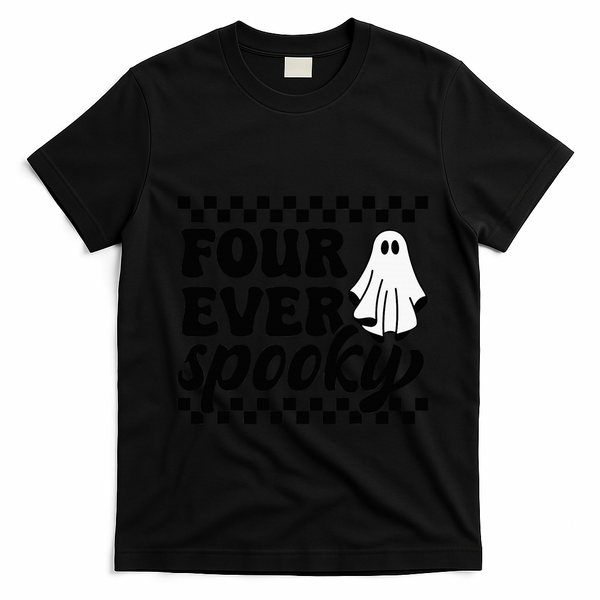 4th Fourth Birthday Four Year Old Halloween Four Ever Spooky T-Shirt - Black