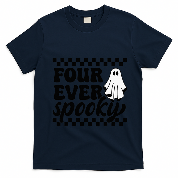4th Fourth Birthday Four Year Old Halloween Four Ever Spooky T-Shirt - Navy Blue