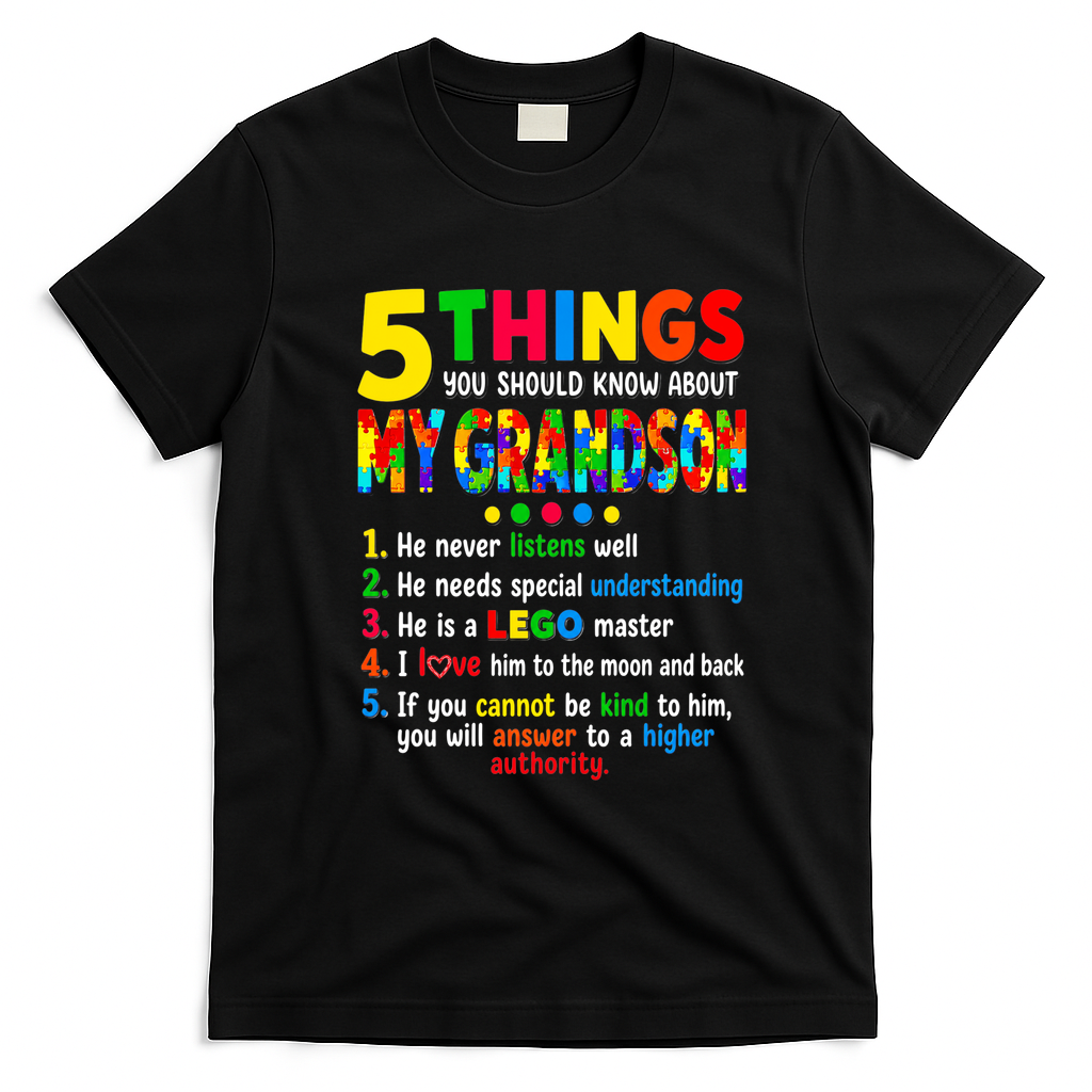 5 Things You Should Know About My Grandson T-Shirt - Black