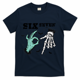 6 7 Meme Funny Witch Skeleton Hands 67 Halloween T-Shirt - Navy