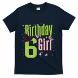 6th Birthday Witch And Green 6 Year Old Birthday Girl T-Shirt - Navy