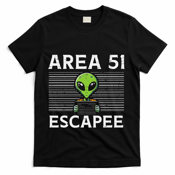 Alien Area 51 Escapee Funny Costume Ufo T-Shirt - Black