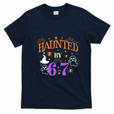 Aunted By 6-7 Halloween Math Teacher 67 Meme T-Shirt - Navy Blue