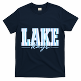 Ake Days Striped Summer Preppy Cottage Coastal T-Shirt - Navy