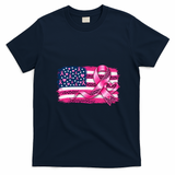American Flag Breast Cancer Survivor USA T-Shirt - Navy Blue