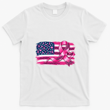 American Flag Breast Cancer Survivor USA T-Shirt - White